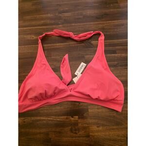 Amazon Essentials Bikini Top Hot Pink Size XL Halter Tie Neck NWT
